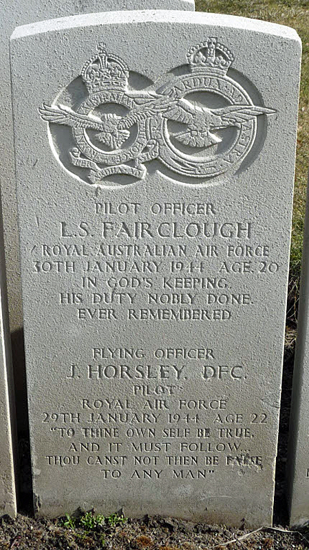 F/O Joseph Horsley<br/><br /><br />died January 29th, 1944